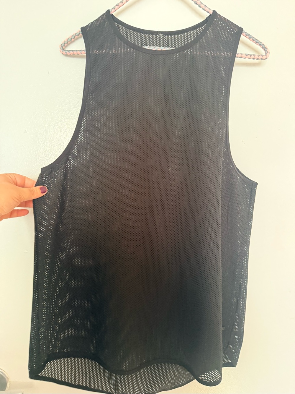 Black mesh sleeveless tank